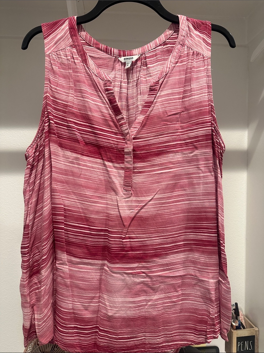 Sonoma Pink Striped Sleeveless V-Neck Camisole